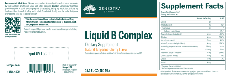 Liquid B Complex label Genestra