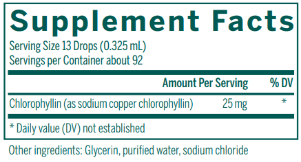 Liquid Chlorophyll supplement facts Genestra
