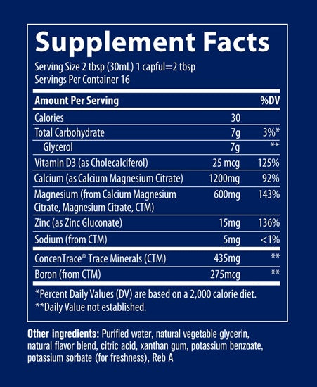 Liquid Cal/Mag/Zinc - Pina Colada Supplement Facts Label