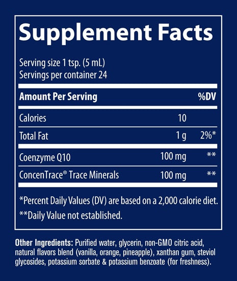 Liquid CoQ10 100 mg Supplement Facts Label