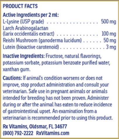 liquid immuno (rx vitamins for pets) product facts