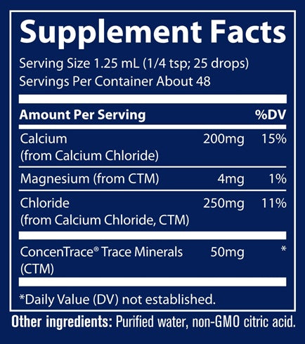 Liquid Ionic Calcium Supplement Facts Label