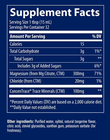 Liquid Magnesium Supplement Facts Label