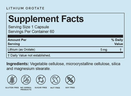 lithium orotate brainmd supplement facts