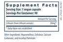 lithium 20 mg vital nutrients supplement facts