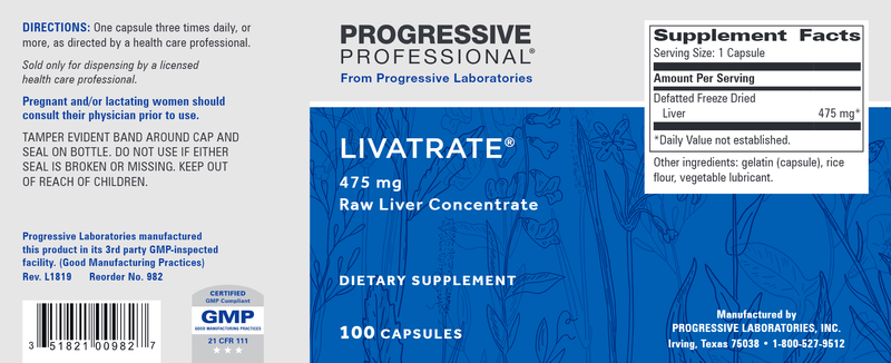 Livatrate (Progressive Labs) Label