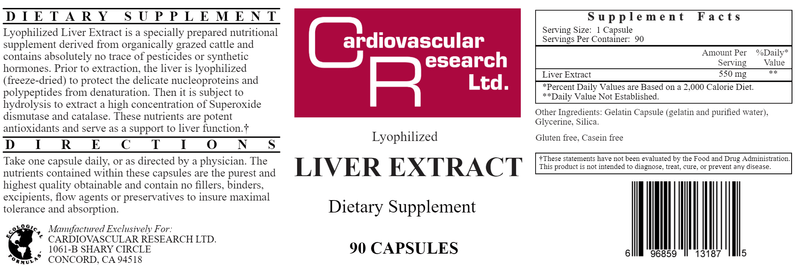 liver extract (ecological formulas) label