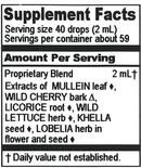 lung relief antispasmodic (herbalist alchemist) supplement facts