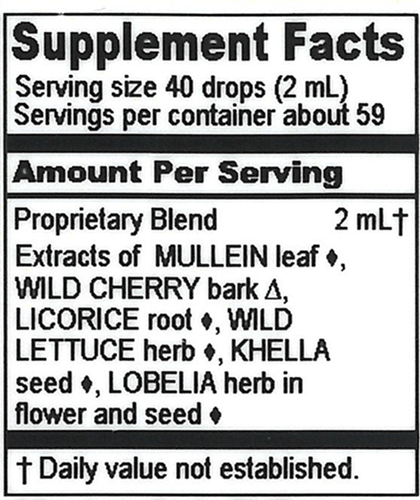 lung relief antispasmodic (herbalist alchemist) supplement facts