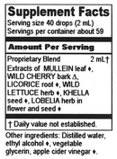 lung relief antispasmodic (herbalist alchemist) supplement facts