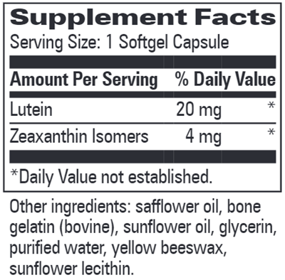 Lutein/Zeaxanthin Improved (Progressive Labs) Supplement Facts