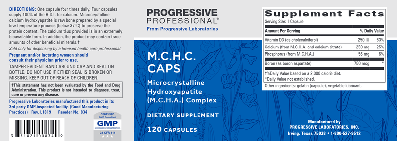 M.C.H.C. Caps with D (Progressive Labs) Label
