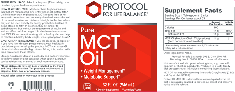 MCT Oil (Protocol for Life Balance) 32oz Label
