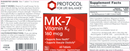 mk-7 vitamin k2 (protocol for life balance) label