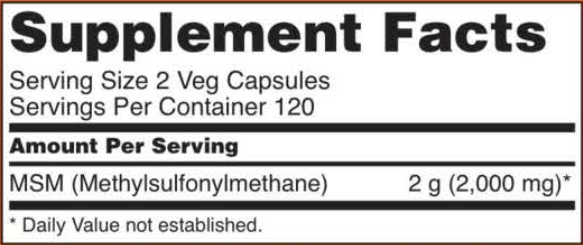 MSM 1000 mg (NOW) Supplement Facts