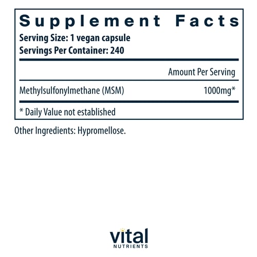 MSM 1000 mg Vital Nutrients supplements