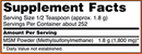 MSM powder (now foods) supplement facts