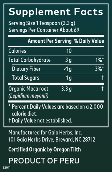 maca powder gaia herbs supplement facts
