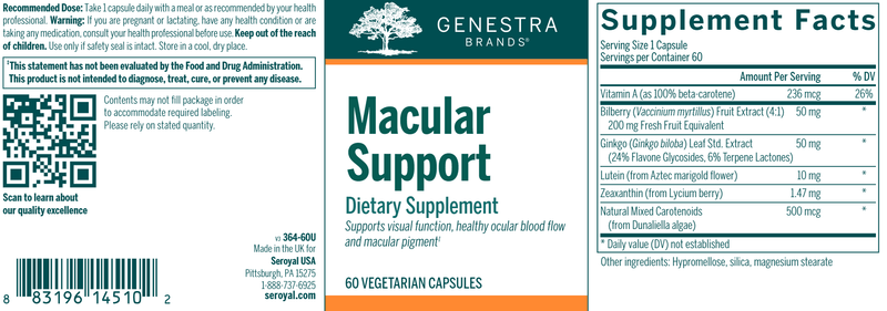Macular Support label Genestra