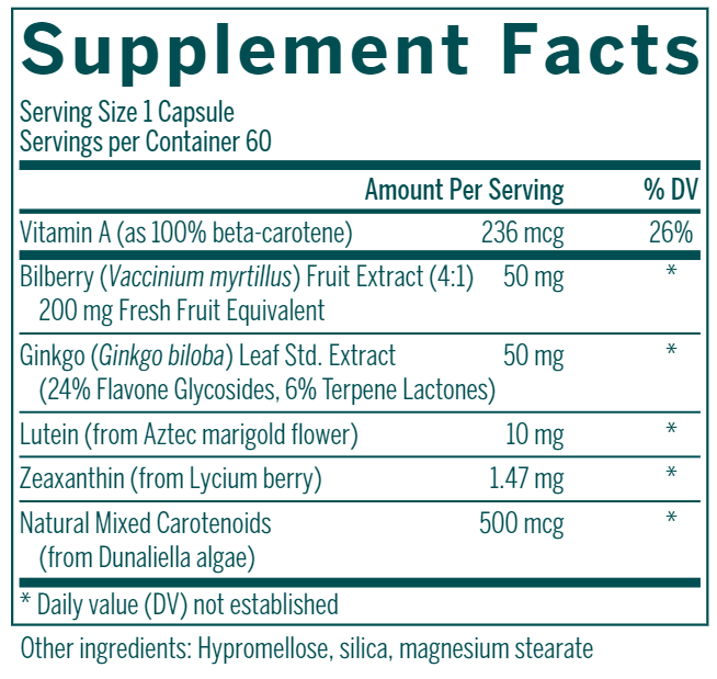 Macular Support supplement facts Genestra