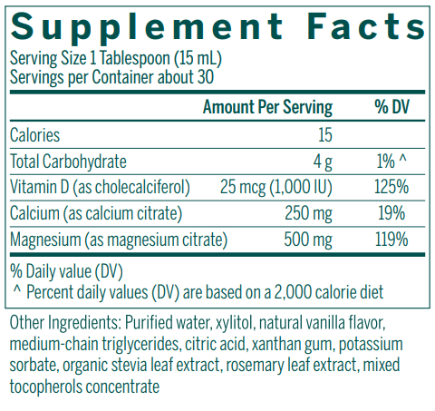 Mag Cal Vanilla Liquid supplement facts Genestra