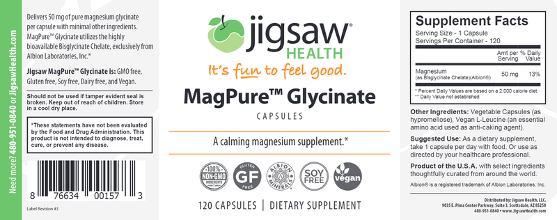 MagPure Glycinate (Jigsaw Health) Label