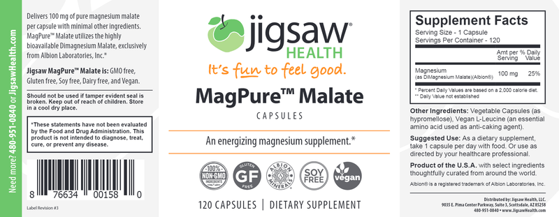 MagPure Malate (Jigsaw Health) Label