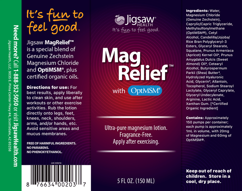 magrelief lotion (jigsaw health) label