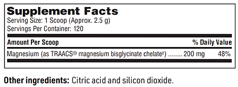 Magnesium Glycinate Powder (Magnesium Chelate) SFI Health supplement facts