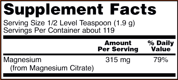 Magnesium Citrate Powder (NOW) Supplement Facts