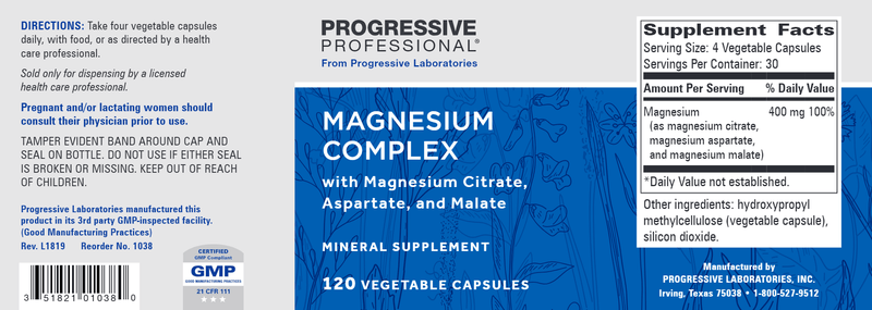 Magnesium Complex (Progressive Labs) Label