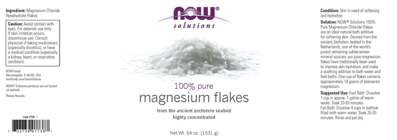 Magnesium Flakes (NOW) Label