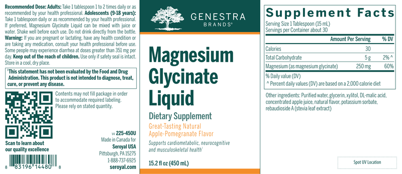 Magnesium Glycinate Liquid label Genestra