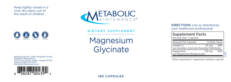 Magnesium Glycinate (Metabolic Maintenance) label