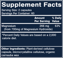 Magnesium Hydroxide Quicksilver Scientific supplement facts