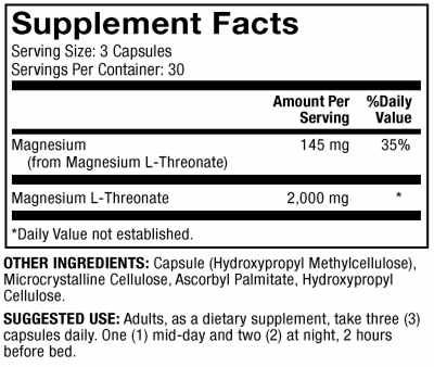 Magnesium L-Threonate (Dr. Mercola) supplement facts