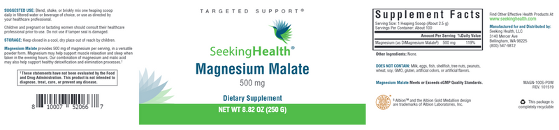 Magnesium Malate Powder Seeking Health Label