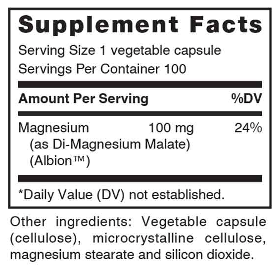 Magnesium Malate (Energique) Supplement Facts