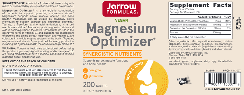 Magnesium Optimizer Jarrow Formulas label