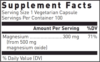 Magnesium Oxide 500 Mg (Douglas Labs) 100ct Supplement Facts