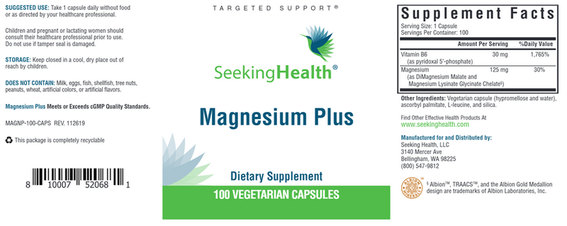 Magnesium Plus Seeking Health Label