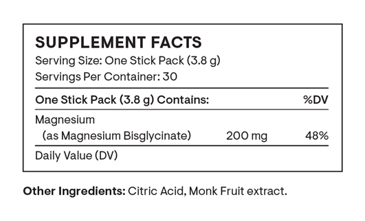 magnesium bisglycinate stick packs thorne supplement facts