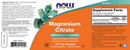 magnesium citrate (now foods) label