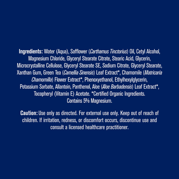 Magnesium Lotion Supplement Facts Label