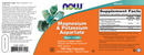 magnesium & potassium aspartate (now foods) label