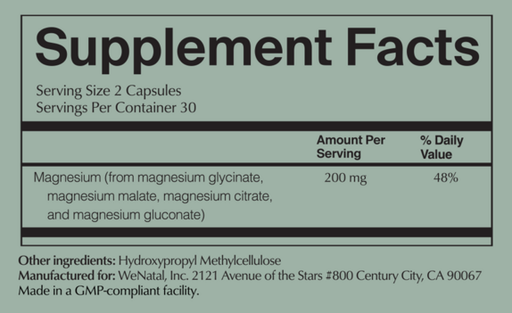 magnesium rest + digest supplement facts