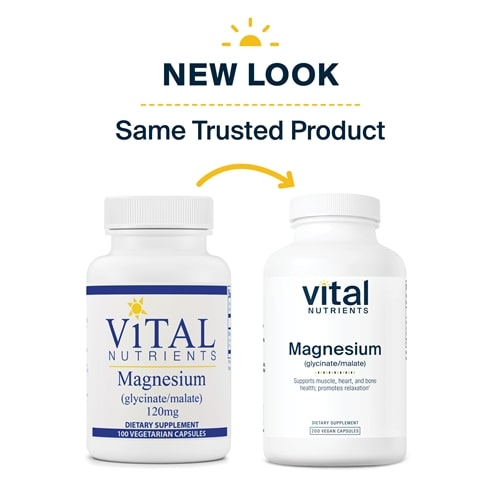 Magnesium glycinate malate 120 mg Vital Nutrients new look