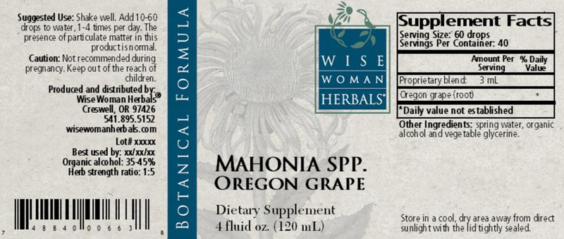 Mahonia Oregon grape 4oz Wise Woman Herbals products