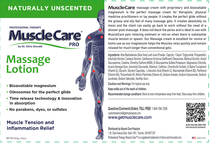 Massage Lotion (MuscleCare) Label