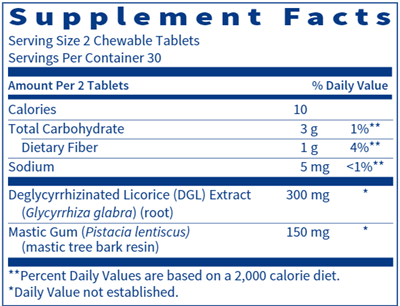 Mastic Gum / DGL (Klaire Labs) Supplement Facts